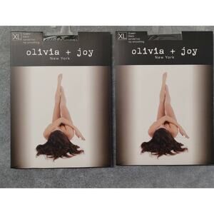 2 Pairs!  Olivia + Joy Pantyhose Black Sandal Toe Hip Smoothing XL NEW
